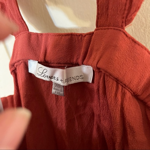 Lovers + Friends Destined Rust Red Halter Tiered Lace Ruffle Crop Top - Picture 8 of 8